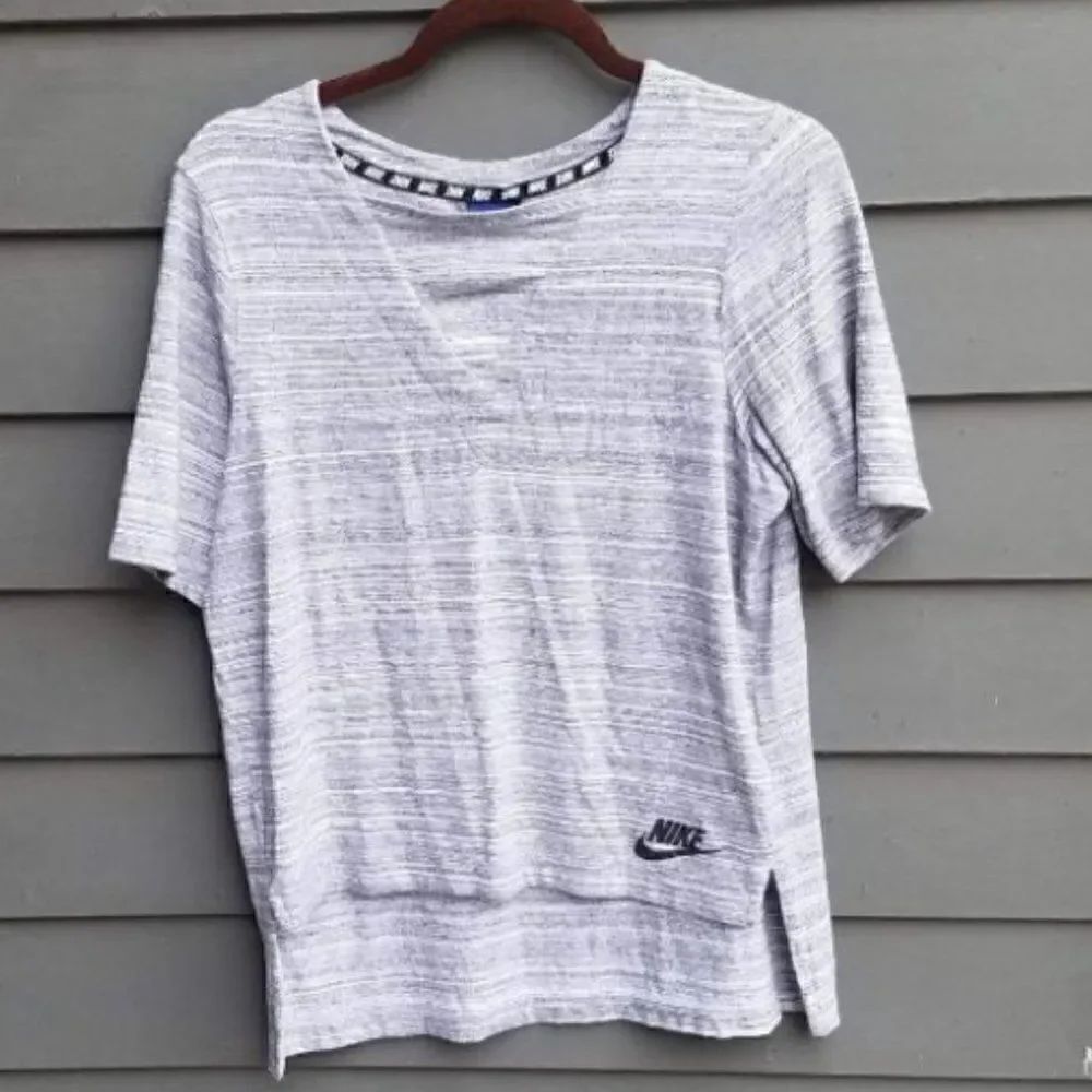 NIKE Gray Heathered Split High Low Hem Top  size Small